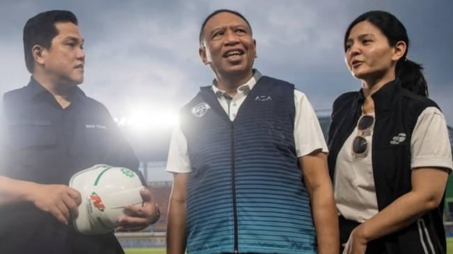 Erick Thohir bersama Zainudin Amali dan Ratu Tisha. [Instagram]